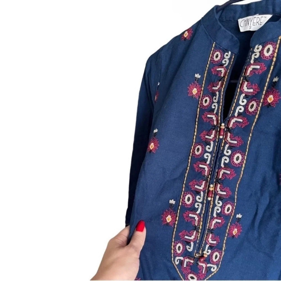 CHINYERE Indian Pakistani Embroidered Cotton Formal Kurta Dress Size S - Picture 3 of 9